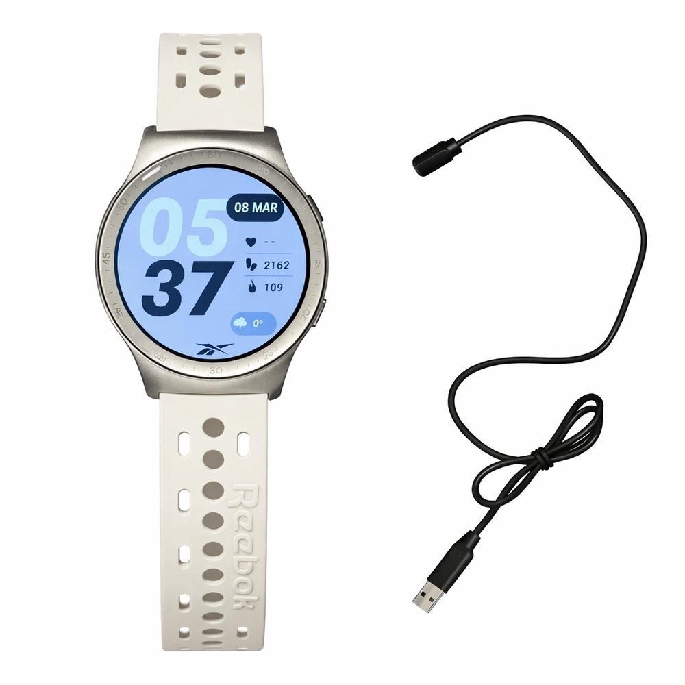 Reebok ($150) Fitness Smartwatch Beige Perforated Sport Band - Picture 1 of 6